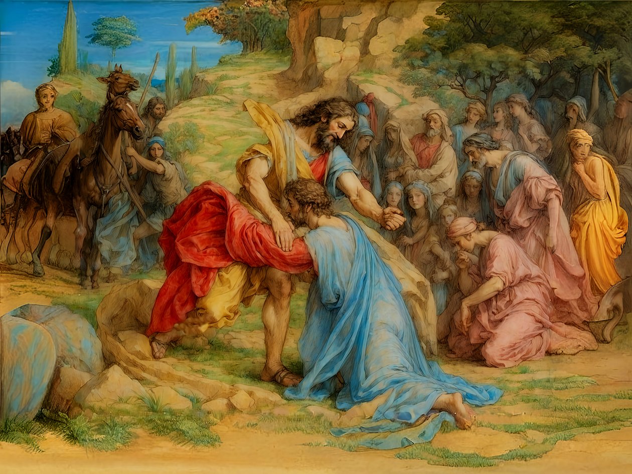 A1_Genesis_37-Jacob og Esau genforenet af Josef Johann Michel