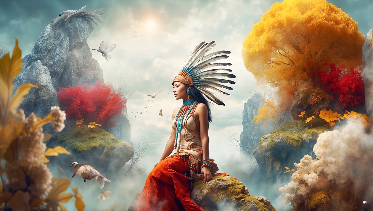 Dreamcore_dreamlike_scene-native american_01 af Josef Johann Michel