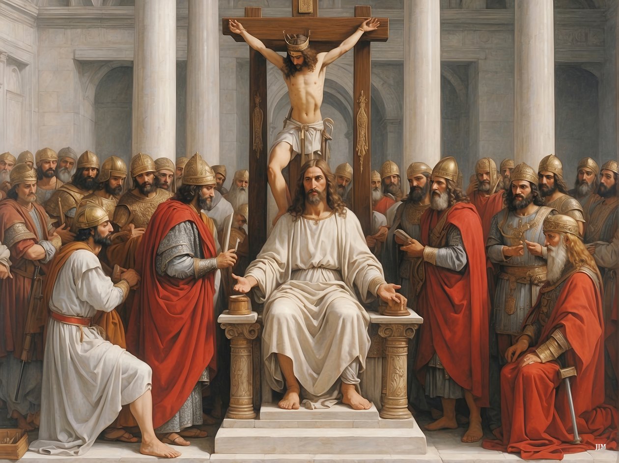 Jesus_anklaget og dømt af Pilatus_03 af Josef Johann Michel