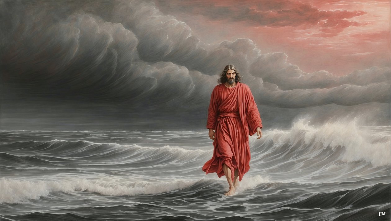 Jesus_vandrer over søen_01_E af Josef Johann Michel