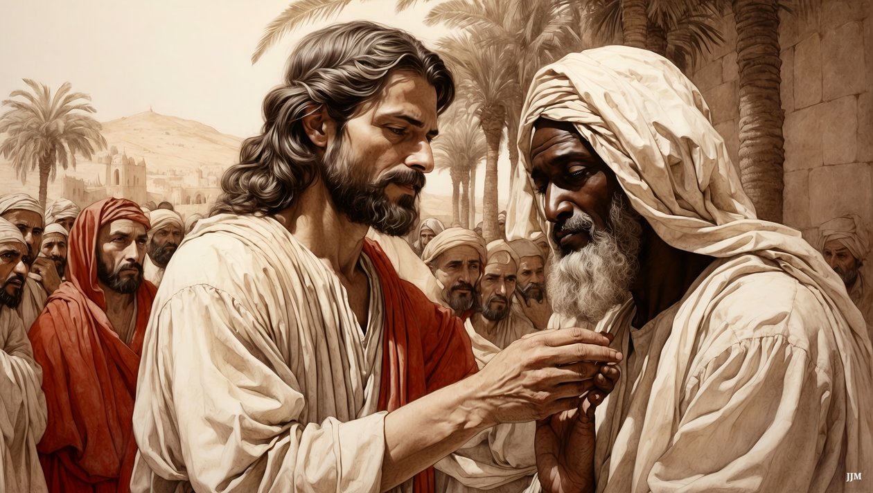 Jesus helbreder den blinde tigger_01 af Josef Johann Michel