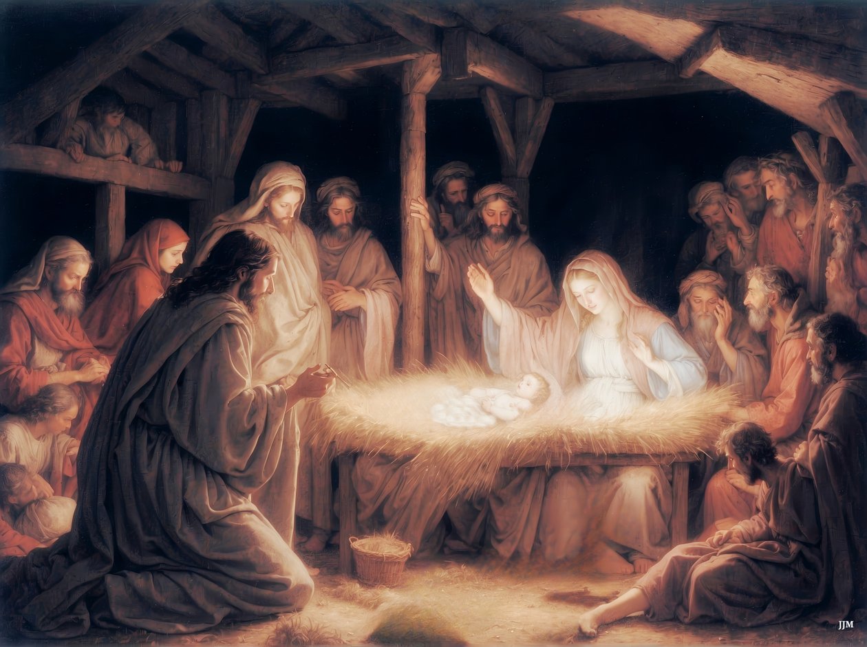 Jesus_i krybben_01 af Josef Johann Michel