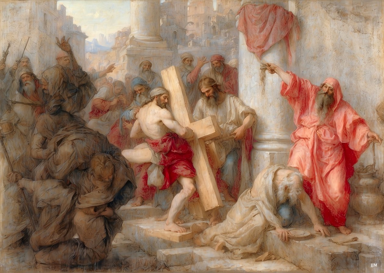 Jesus_bærer korset gennem Jerusalem _01 af Josef Johann Michel