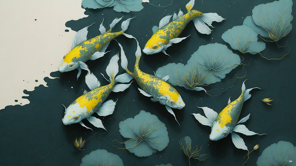 mustemaalaus: Koi-Karpfish_gold_02 af Josef Johann Michel