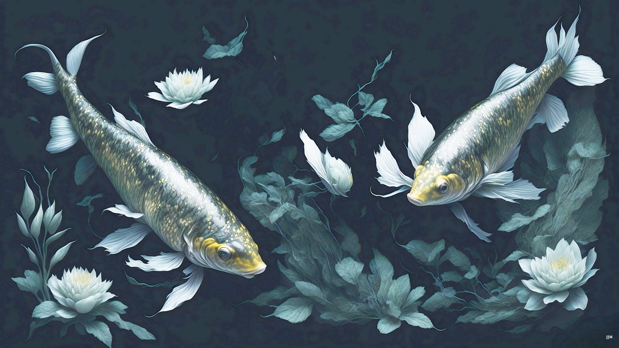 blækmaleri: Koi-Karpfish_yellow_02 af Josef Johann Michel