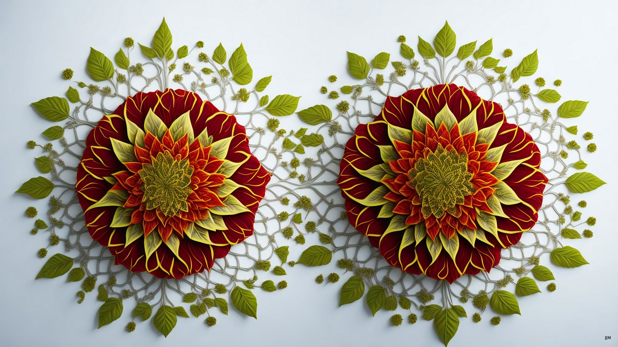 mandala: hibiscus-kukkaelementit_01 af Josef Johann Michel