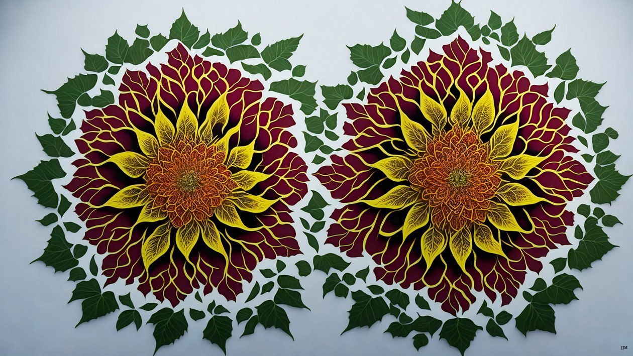 mandala: hibiscus-blomsterelementer_02 af Josef Johann Michel