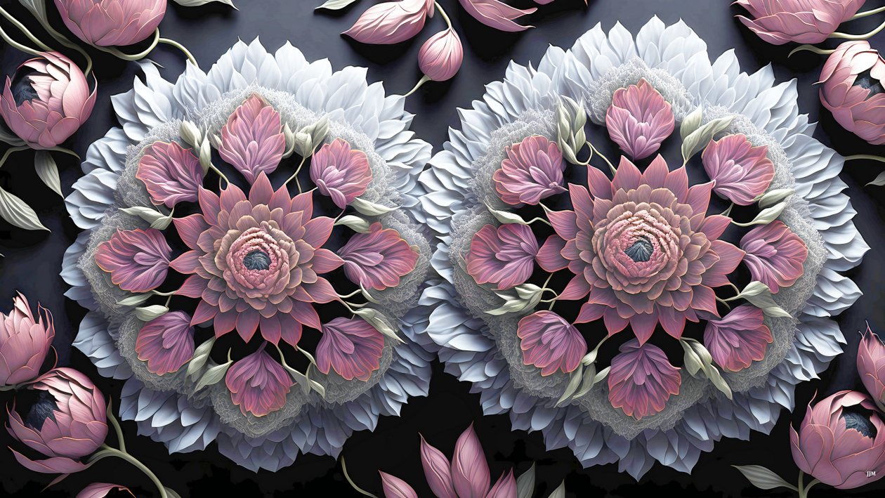 mandala: pæoner-blomsterelementer_01 af Josef Johann Michel