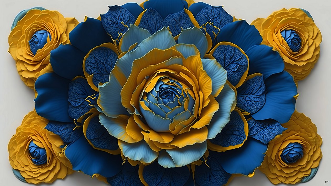 mandala: roser-blå elementer_01 af Josef Johann Michel