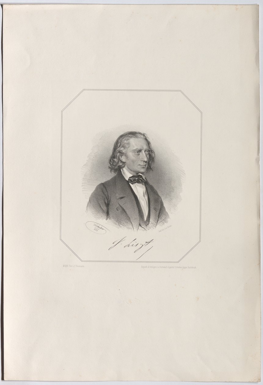 Portræt af Franz Liszt 1811-1886, 1856. af Josef Kriehuber