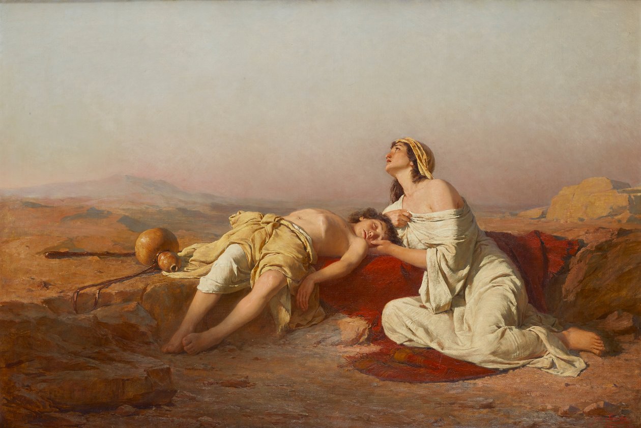 Hagar og Ismael i ørkenen af Josef Straka