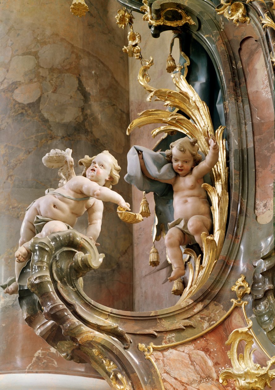 Keruber, 1737-66 (stuk og forgyldt træ) af Joseph Anton Feuchtmayer