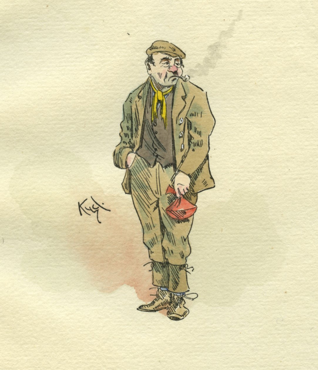 Karakter fra Oliver Twist (blæk og wc på papir) af Joseph Clayton Clarke