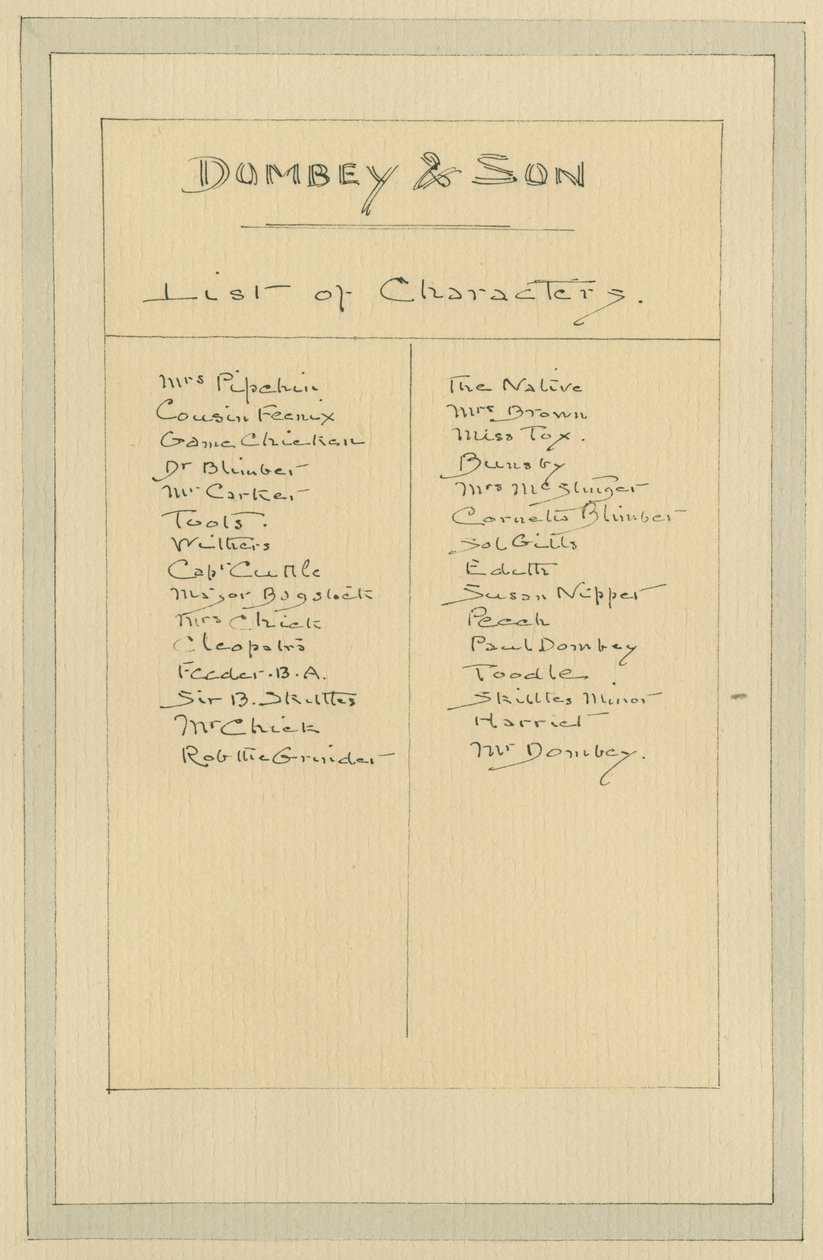 Liste over tegn, ca. 1920