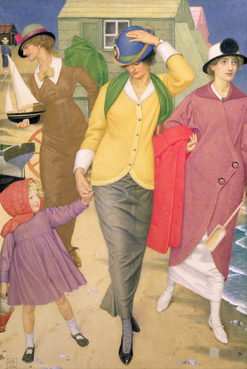 Langs kysten, 1914 (tempera på silke) af Joseph Edward Southall