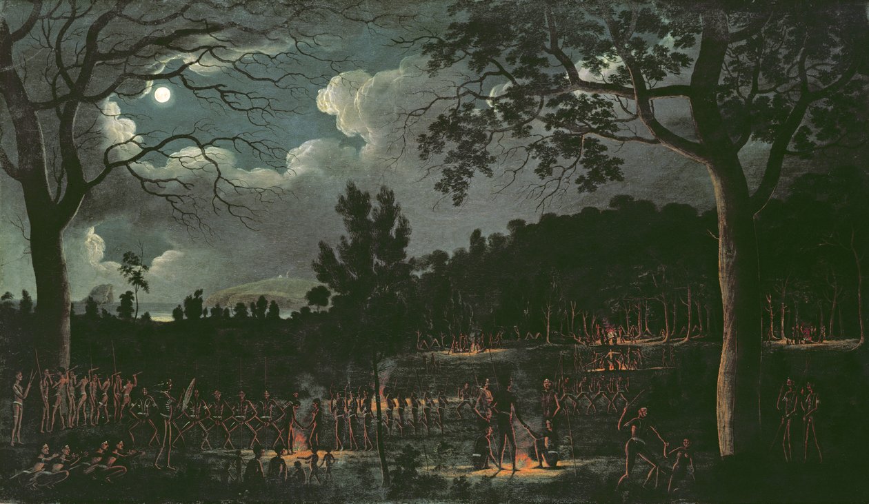 Corroboree i Newcastle, ca. 1818 (bord) af Joseph Lycett