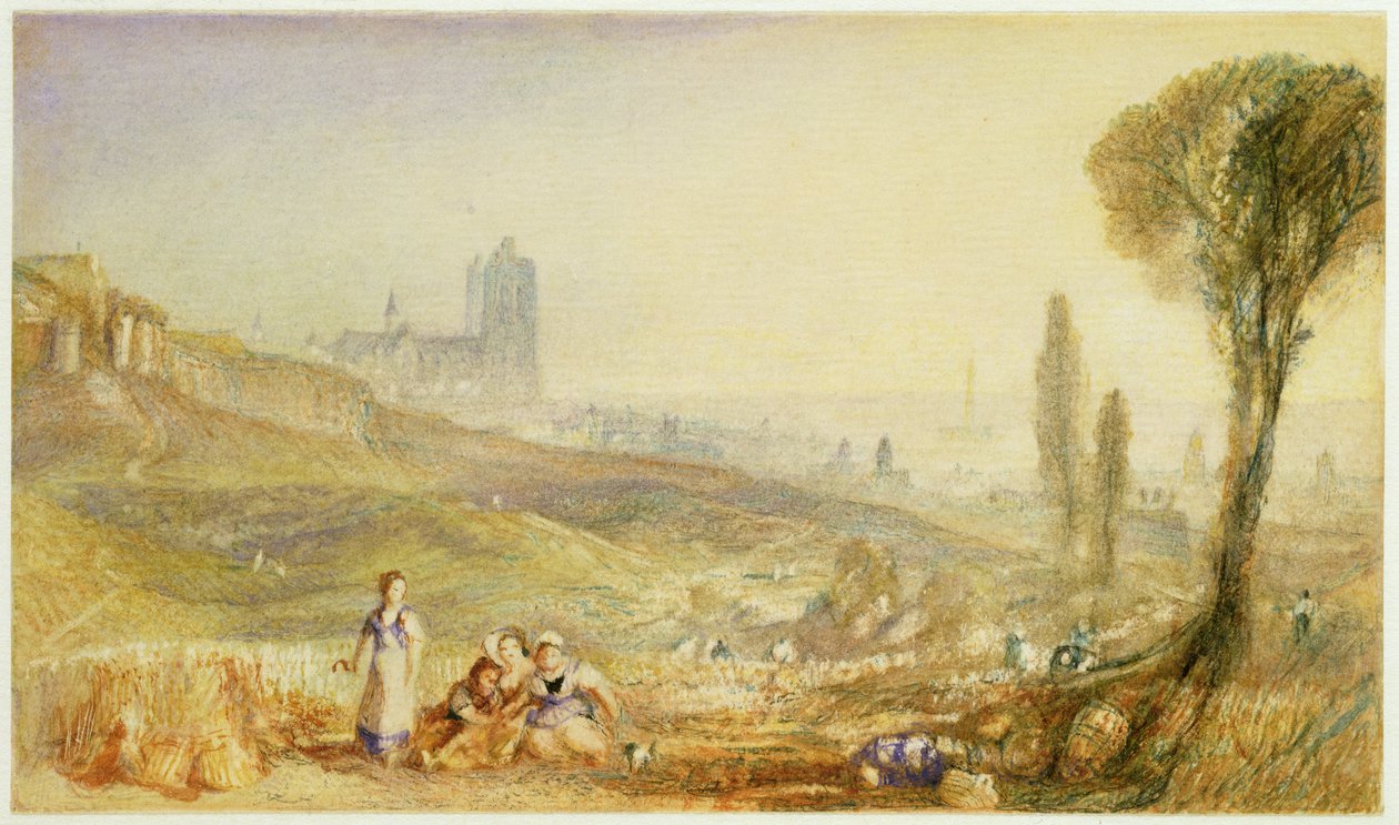 Bruxelles - Distant View ( wc med bodycolour på papir) af Joseph Mallord William Turner