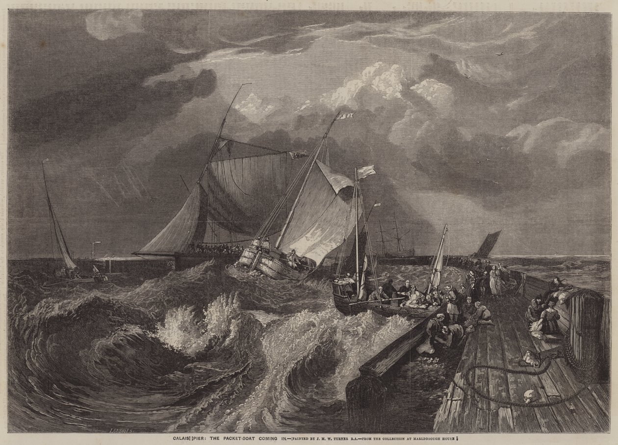 Calais Pier, pakkebåden kommer ind af Joseph Mallord William Turner