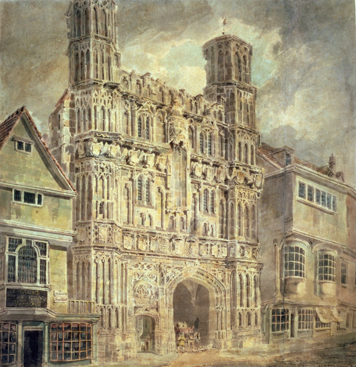 Christchurch Gate, Canterbury, ca. 1792-93 af Joseph Mallord William Turner