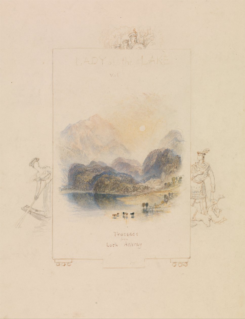 Design til en illustration til Walter Scotts Lady of the Lake, Loch Achray af Joseph Mallord William Turner