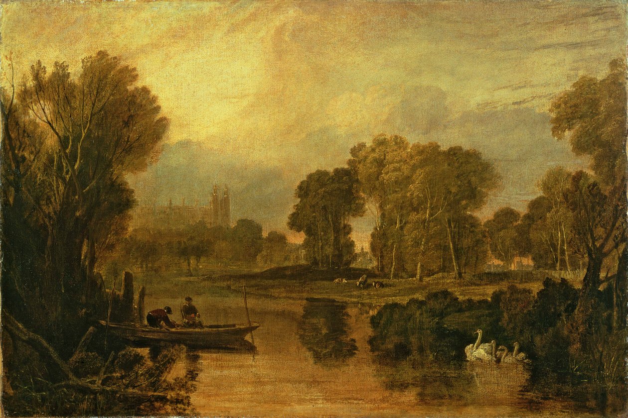 Eton College fra floden, eller Themsen ved Eton, ca. 1808 af Joseph Mallord William Turner