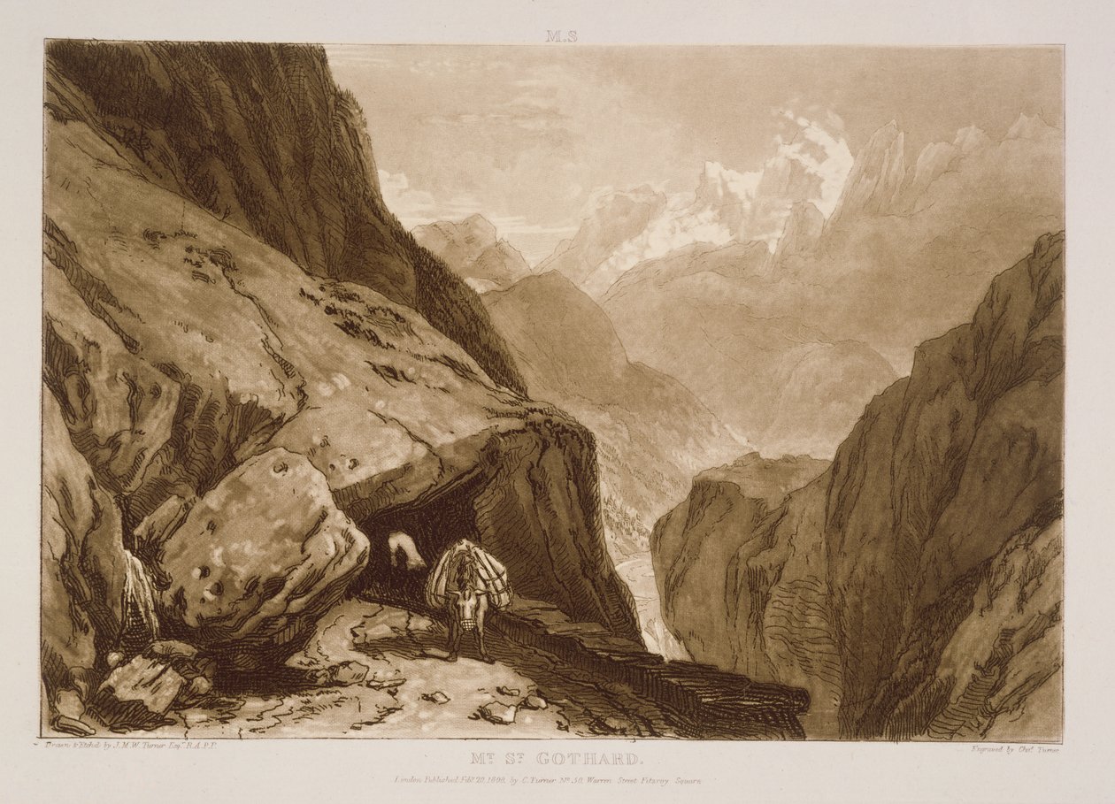 F.9.I Mt. St. Gothard, fra "Liber Studiorum", graveret af Charles Turner, 1808 af Joseph Mallord William Turner