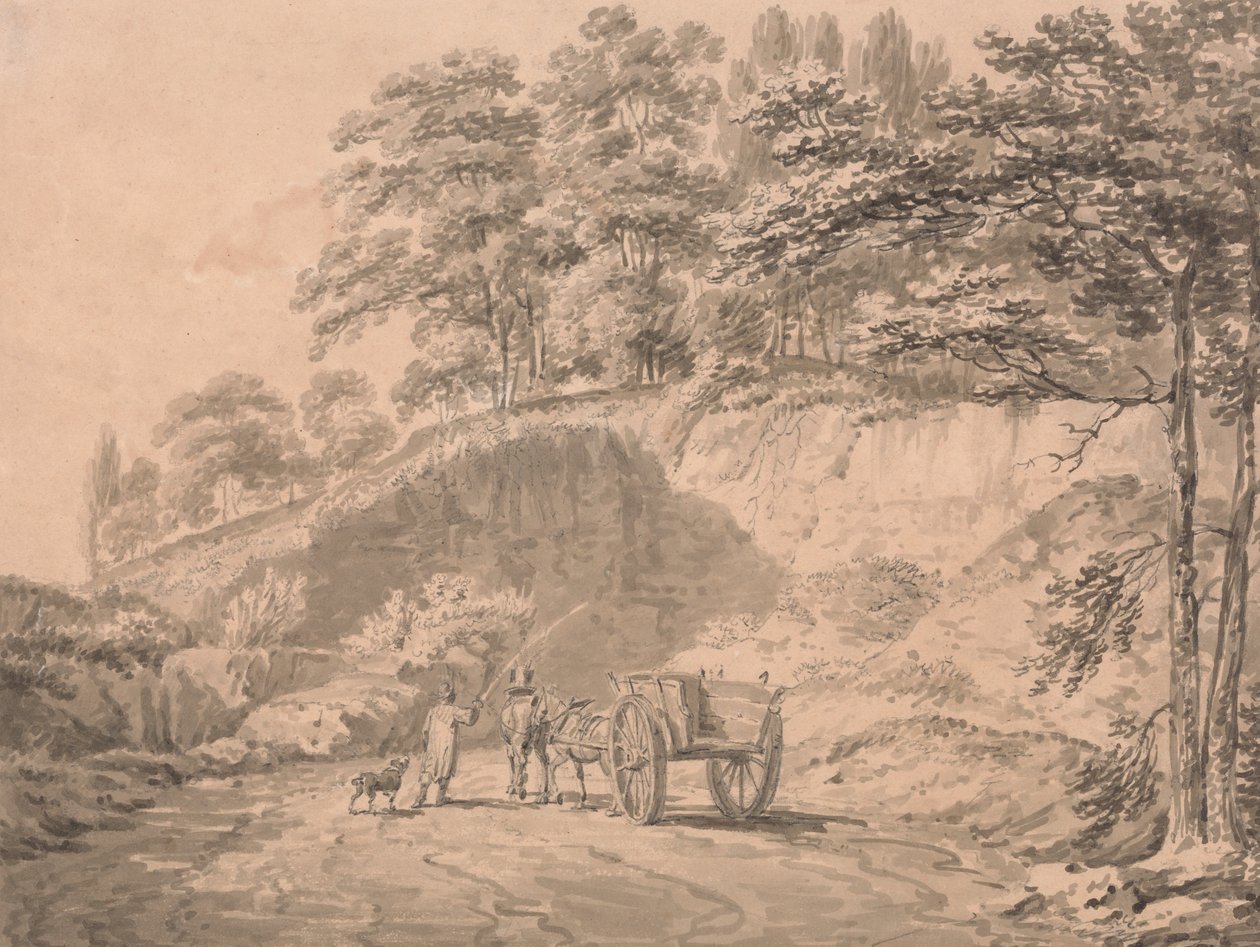 Mand med hest og vogn på vej ind i et stenbrud af Joseph Mallord William Turner