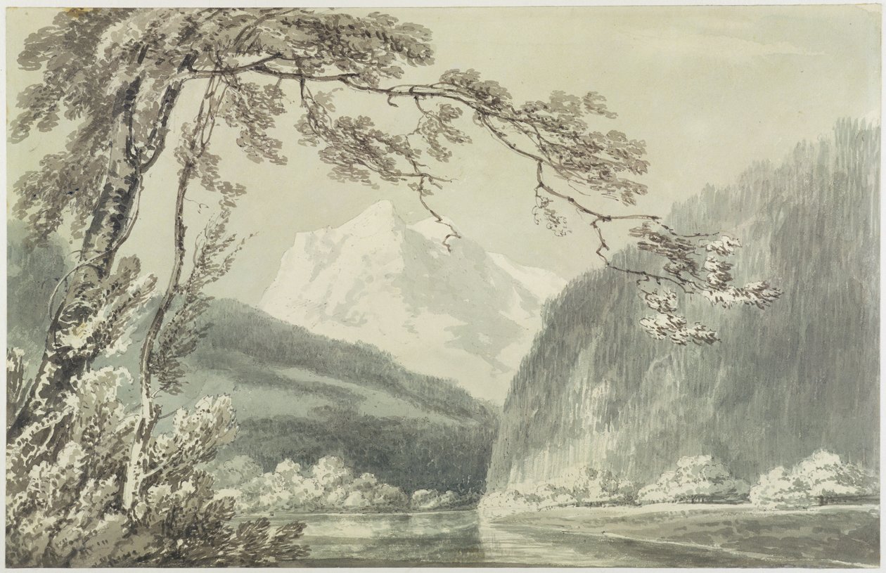 Nær Grindelwald, ca. 1796 (blå og grå vask over grafit på papir) af Joseph Mallord William Turner