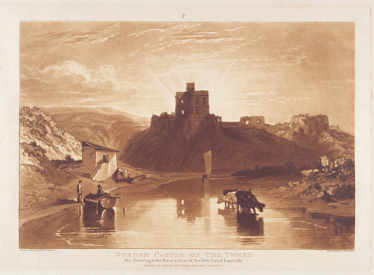 Norham Castle, graveret af Charles Turner (1773-1857) 1859-61 af Joseph Mallord William Turner