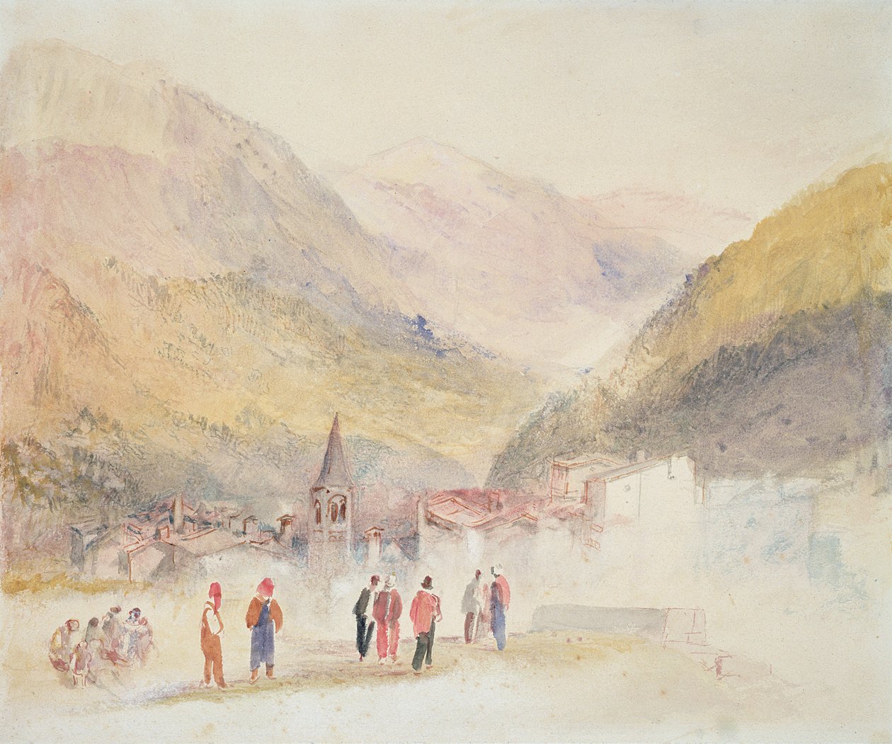 Pre St Didier, 1836 (wc og pen og blæk over grafit på papir) af Joseph Mallord William Turner