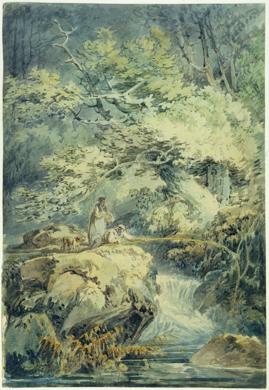 The Angler, 1794 (wc over grafit på papir) af Joseph Mallord William Turner