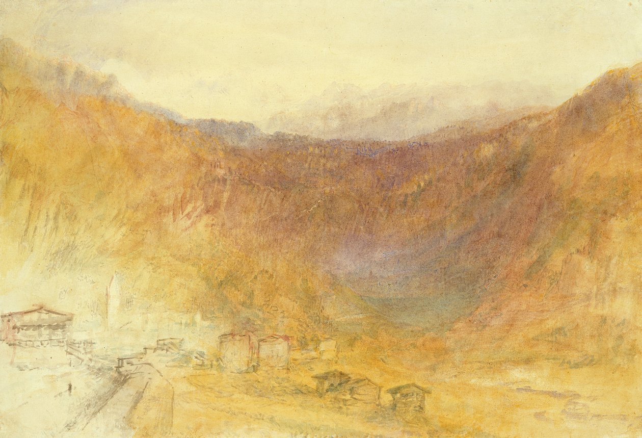 Brunig-passet fra Meiringen, Schweiz (Wc på papir) af Joseph Mallord William Turner