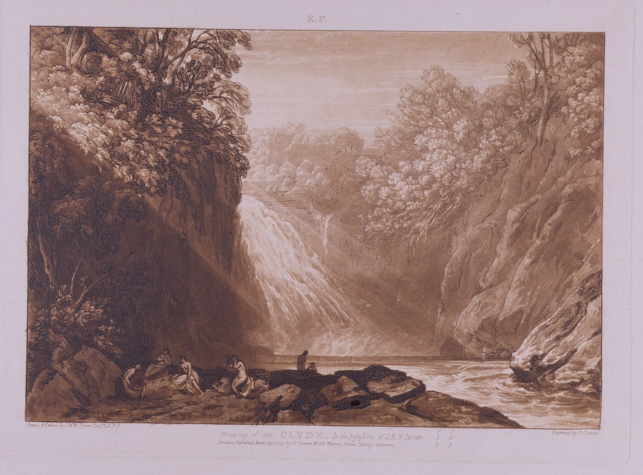 The Fall of the Clyde, graveret af Charles Turner (1773-1857), 1859-60 (ætsning og gravering) af Joseph Mallord William Turner