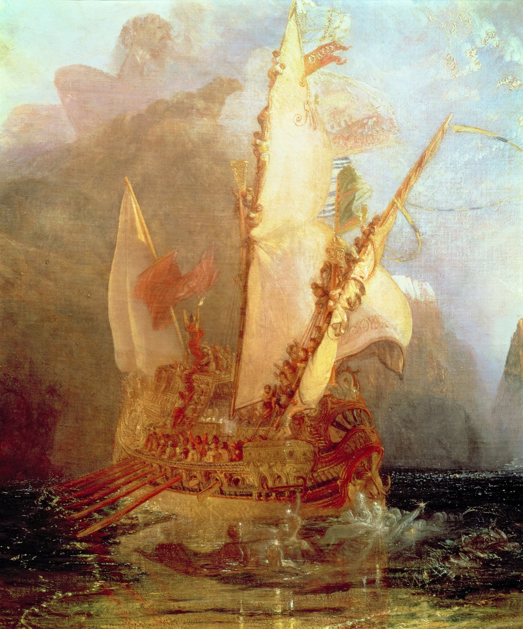 Ulysses deriding Polyphemus, detalje af skib, 1829 (detalje af 889) af Joseph Mallord William Turner