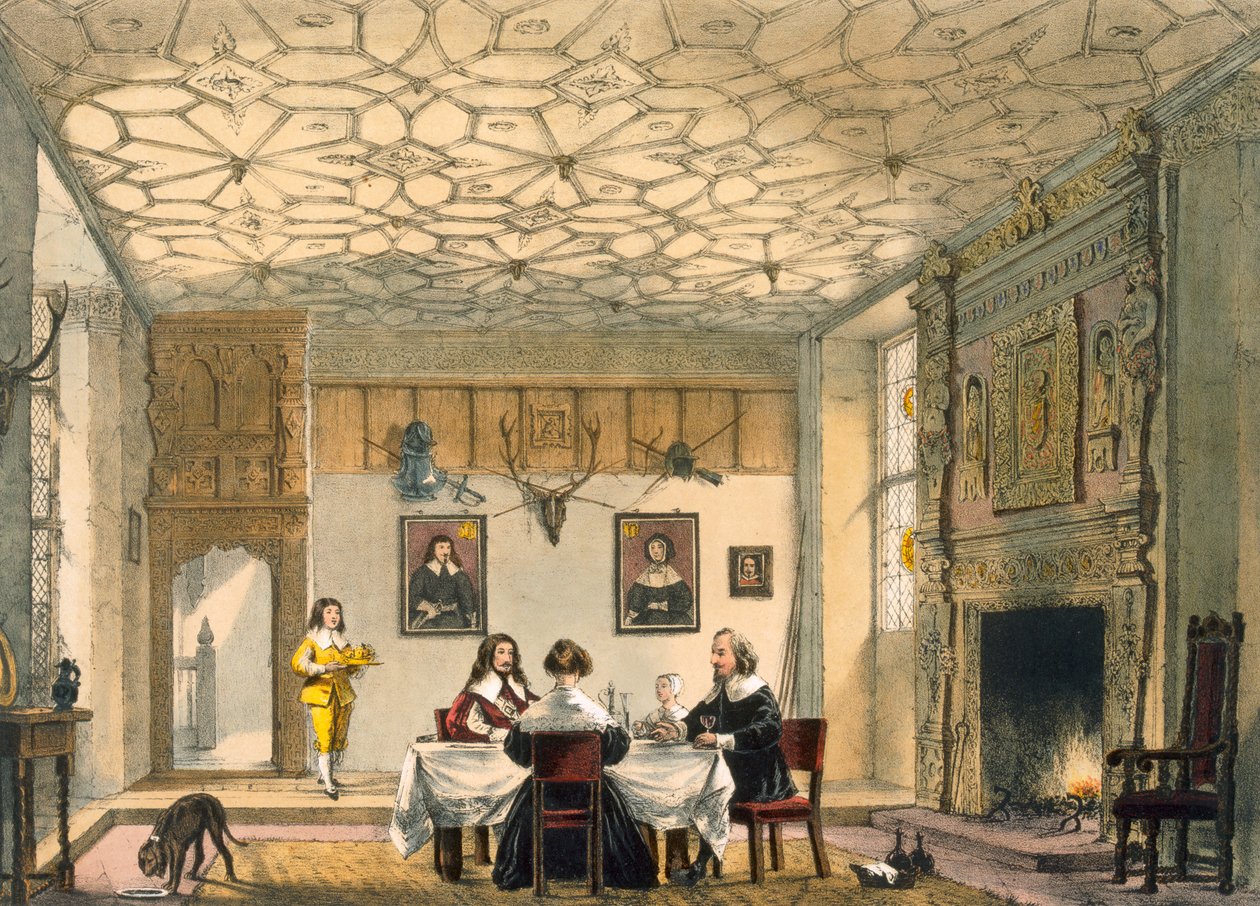 Middelalderlig familiemiddag, Wakehurst Place, Surrey, ca. 1600 fra 