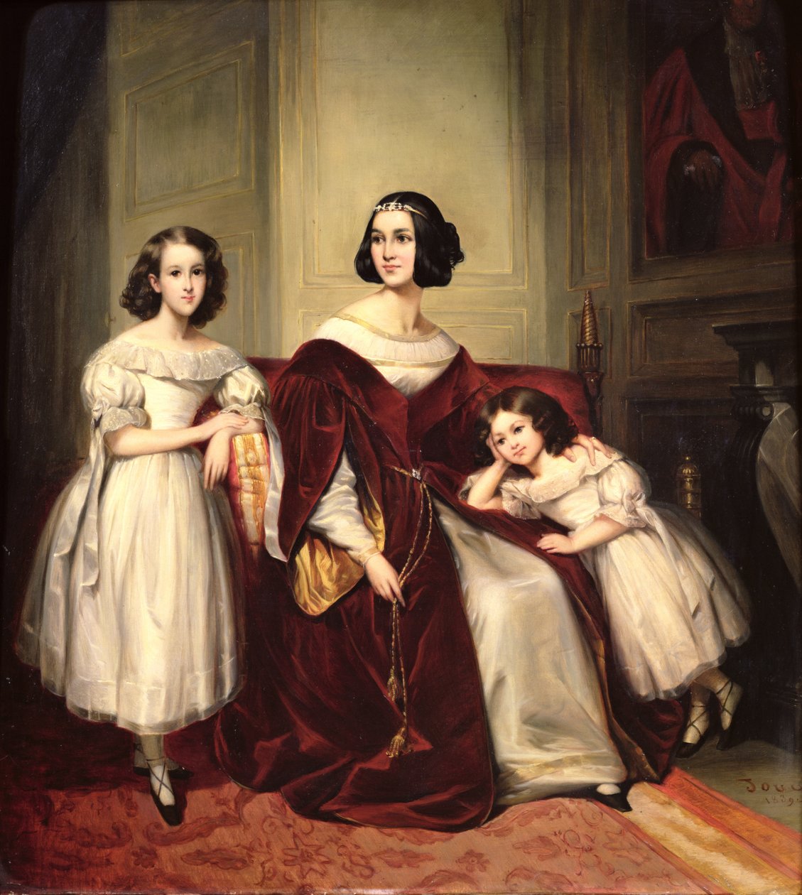 Madame de Nonjon og hendes to døtre, 1839 af Joseph Nicolas Jouy