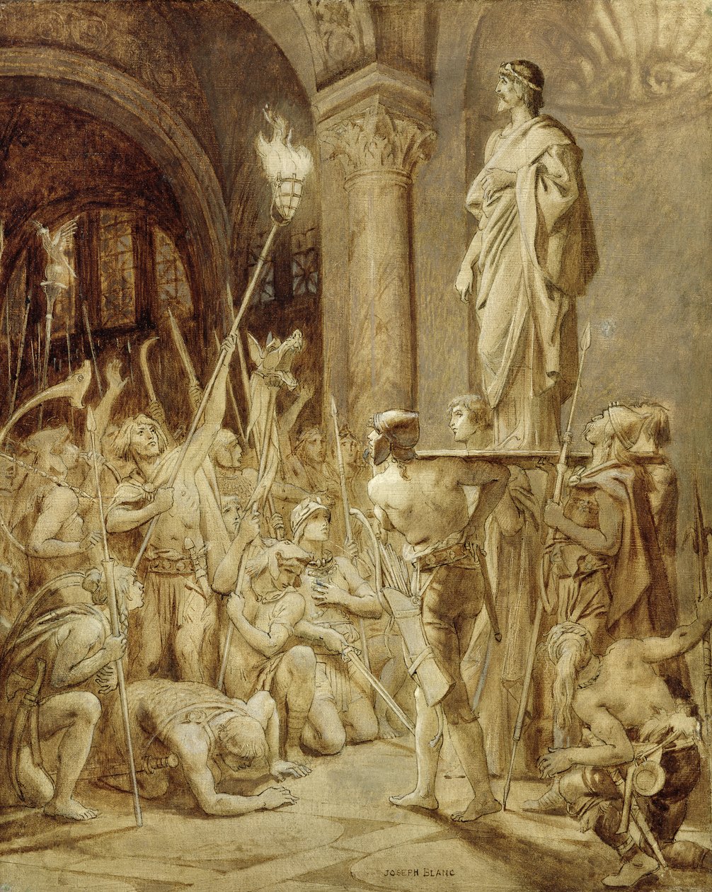 Clovis (465-511) Båret på sit skjold af Joseph Paul Blanc