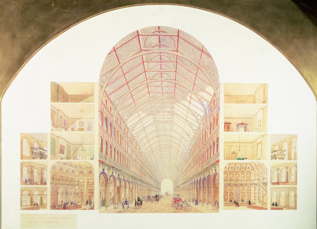 Snitperspektiv af den foreslåede Great Victorian Way, c.1854 af Joseph Paxton