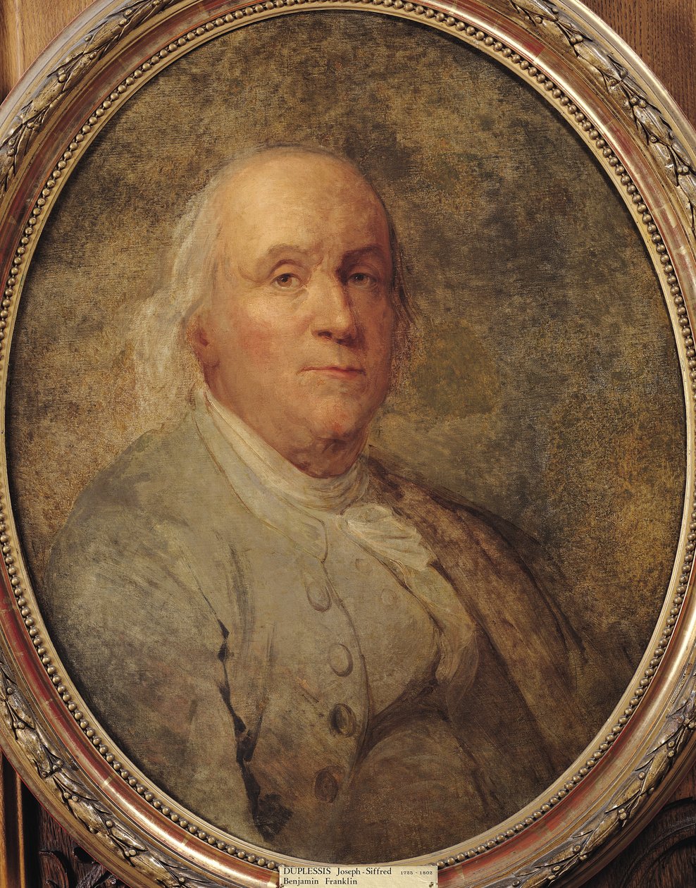 Portræt af Benjamin Franklin, ca. 1780 af Joseph Siffred Duplessis