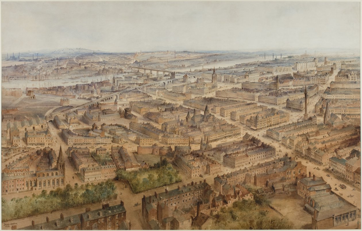 Newcastle upon Tyne (kropsfarve, blyant og wc på papir) af Joseph Ratcliffe Skelton