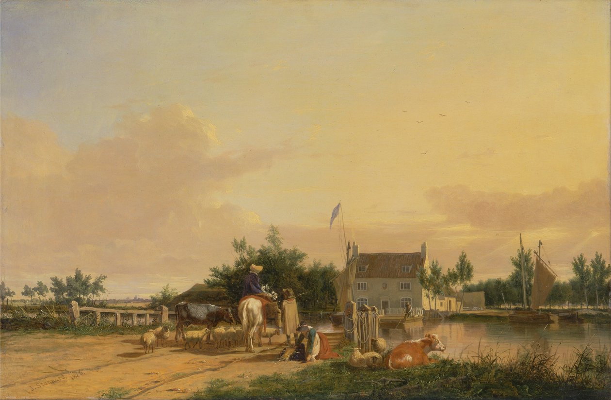 Buckenham Ferry, ved floden Yare, Norfolk af Joseph Stannard
