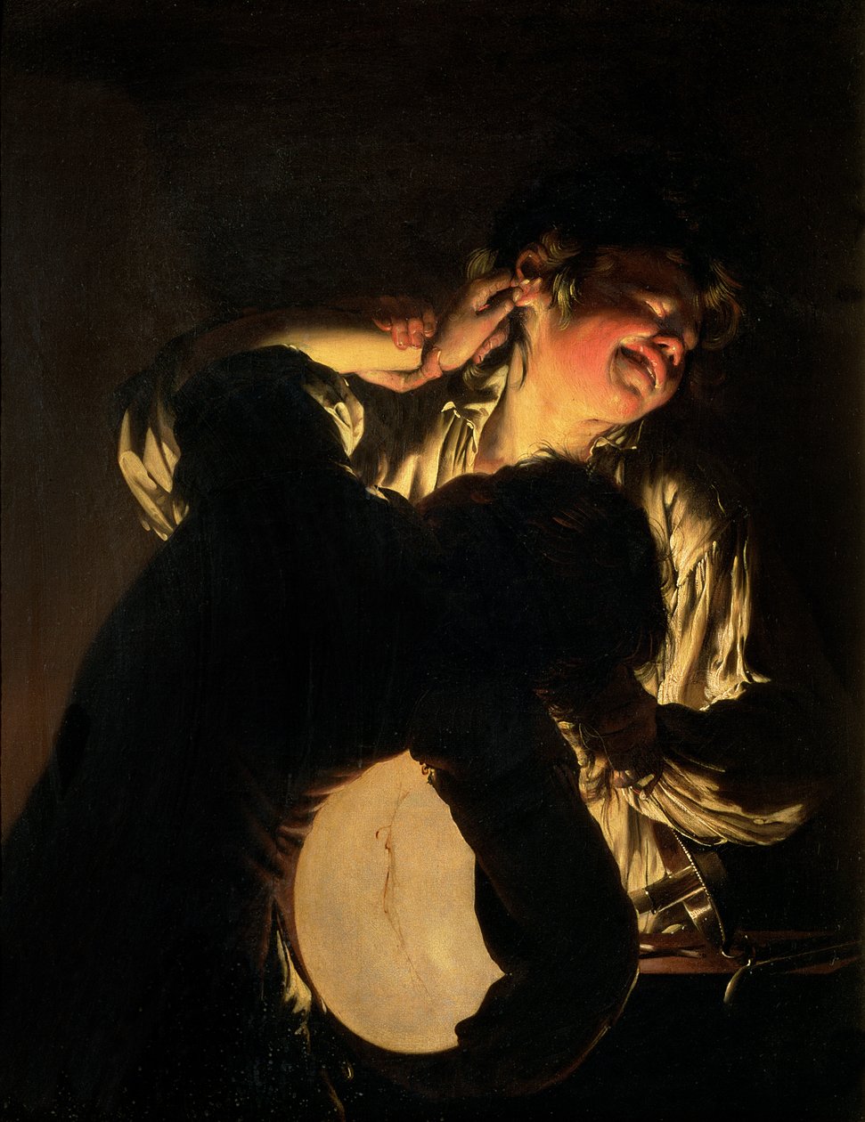 To drenge, der kæmper om en blære, ca. 1767-70 af Joseph Wright of Derby