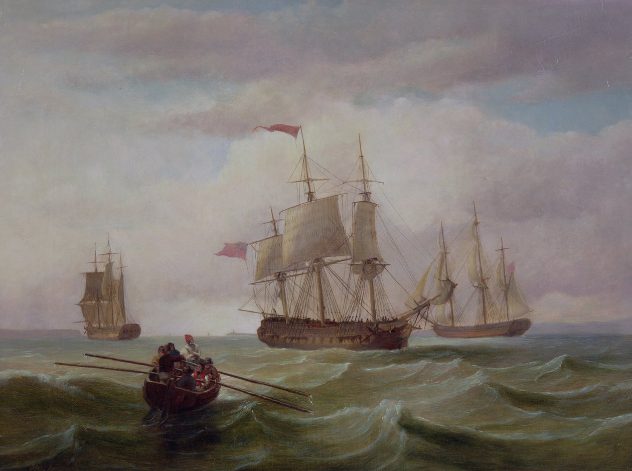 Tre østindienere i Bristol Channel af Joseph Walter