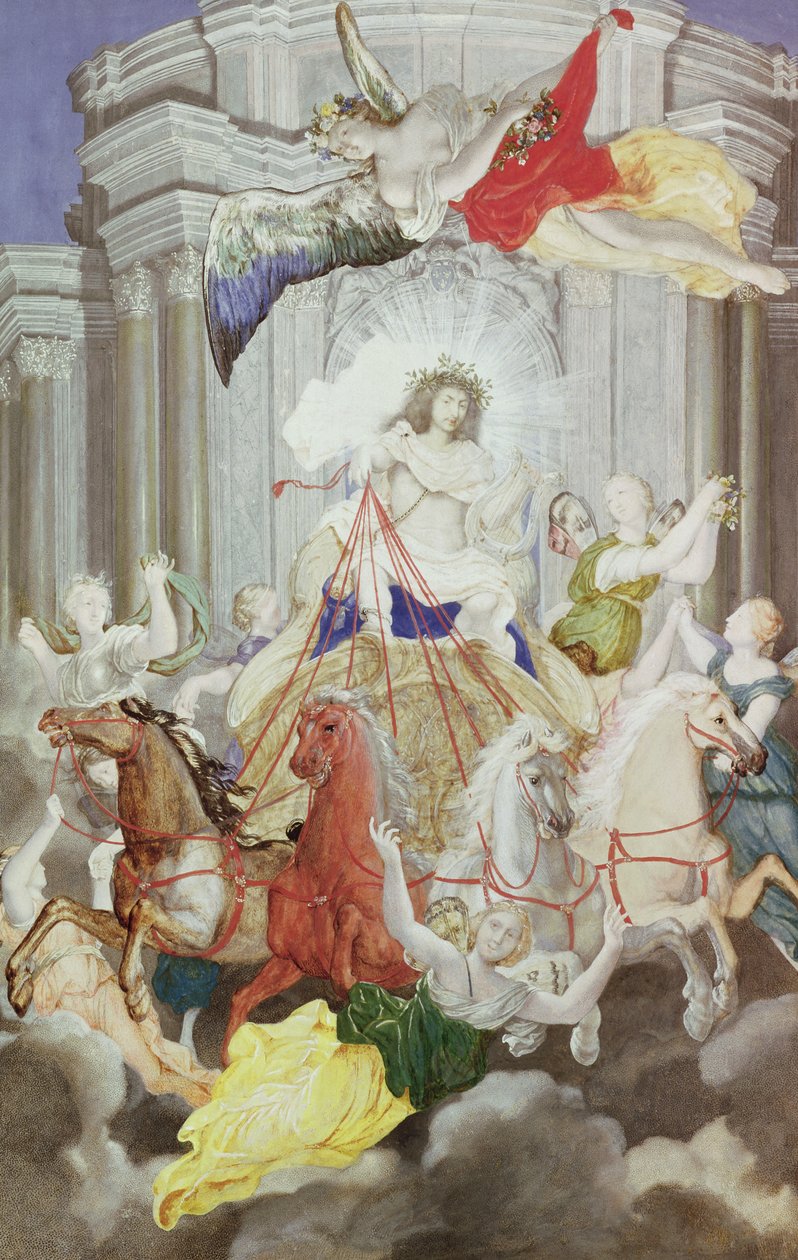 Triumf for kong Ludvig XIV (1638-1715) af Frankrig, der kører Solens Vogn efterfulgt af Aurora af Joseph Werner