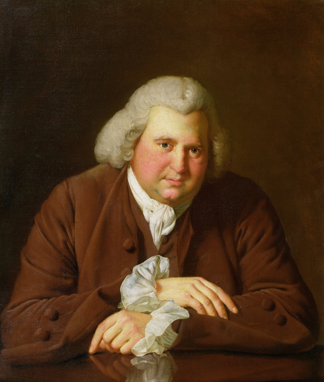 Portræt af Dr. Erasmus Darwin (1731-1802) videnskabsmand, opfinder og digter, bedstefar til Charles Darwin, ca. 1770 af Joseph Wright of Derby
