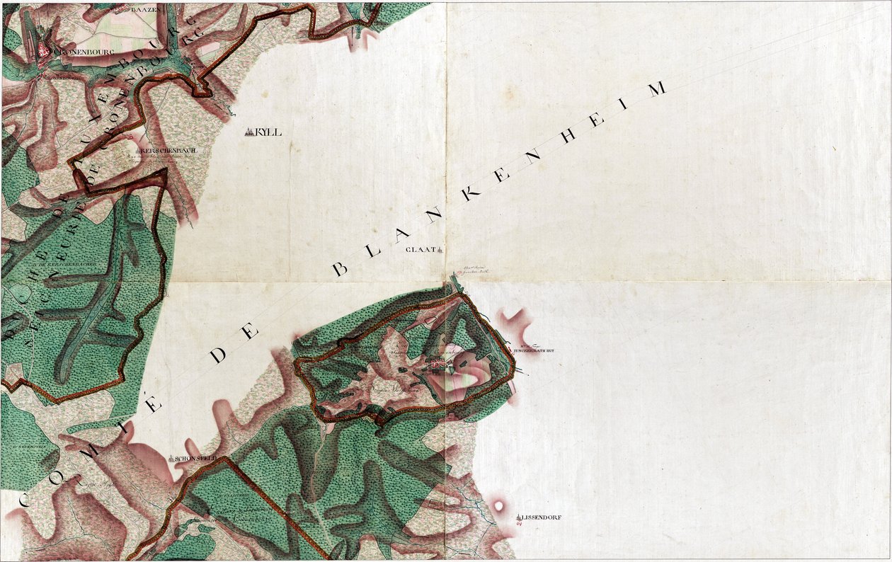 Kort over Cronenbourg - Kronenburg Dahlem af Joseph de Ferraris