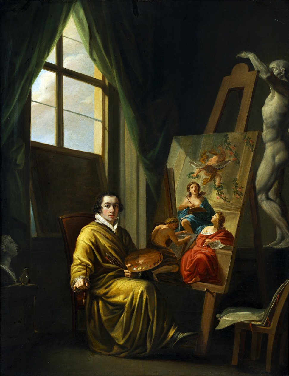 Selvportræt i hans atelier, 1808-1810. af Joseph Abel