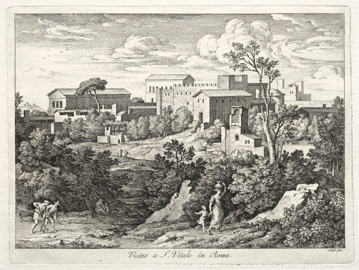 Udsigt over San Vitale, Rom af Joseph Anton Koch