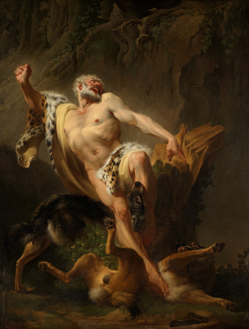 Milo of Croton (olie på lærred) af Joseph Benoît Suvée