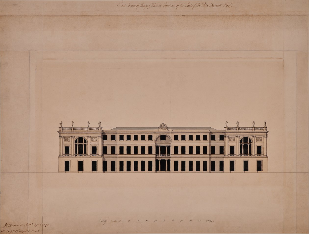 Østfronten af Langley Hall i Kent af Joseph Bonomi